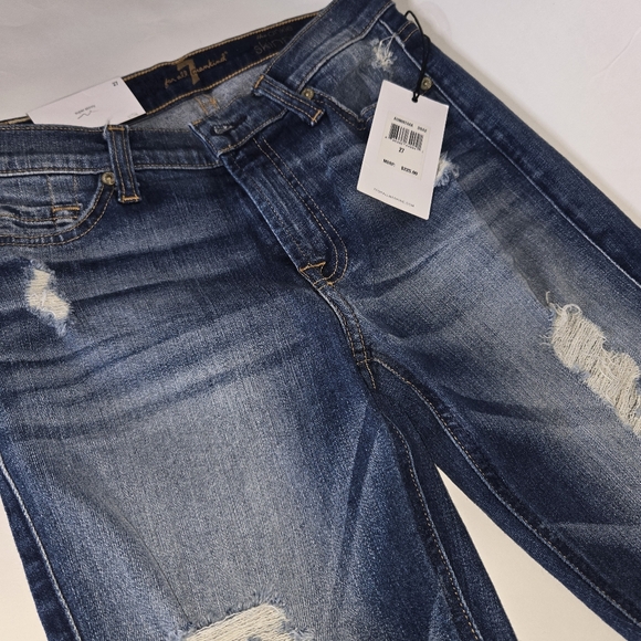 NEW 7 FOR ALL MANKIND SKINNY, DISTRESSED, RIPPED, JEANS SIZE 27. - Picture 6 of 6